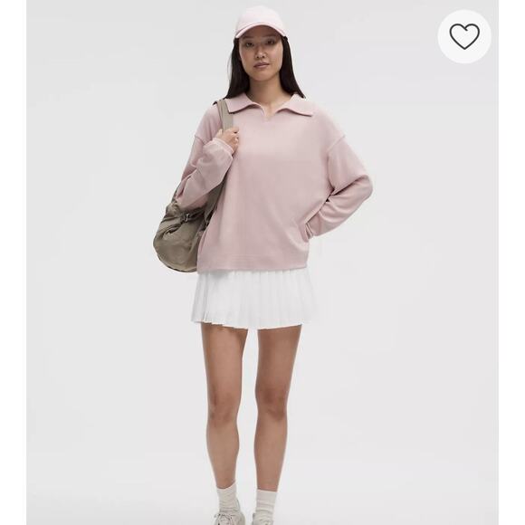 Lululemon Softstreme Pique Oversized Long-Sleeve Polo Shirt Mink Berry Medium M - Picture 2 of 4